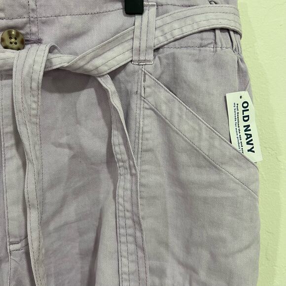 Old Navy Purple Belted High Waisted Twill Shorts Size Large New - Picture 4 of 9